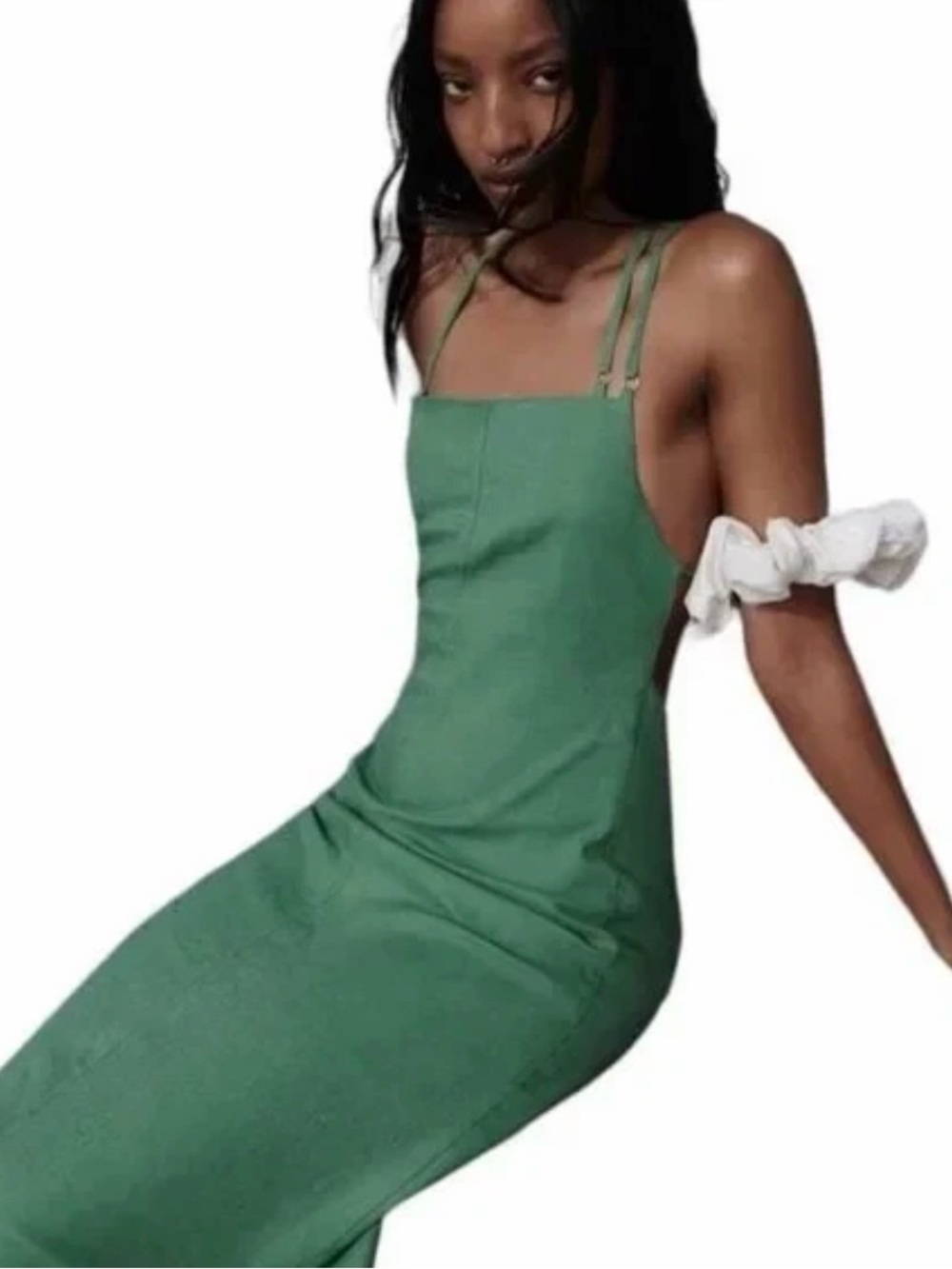 Zara Women's Green Linen Halter Dress NWT Large - C11-736